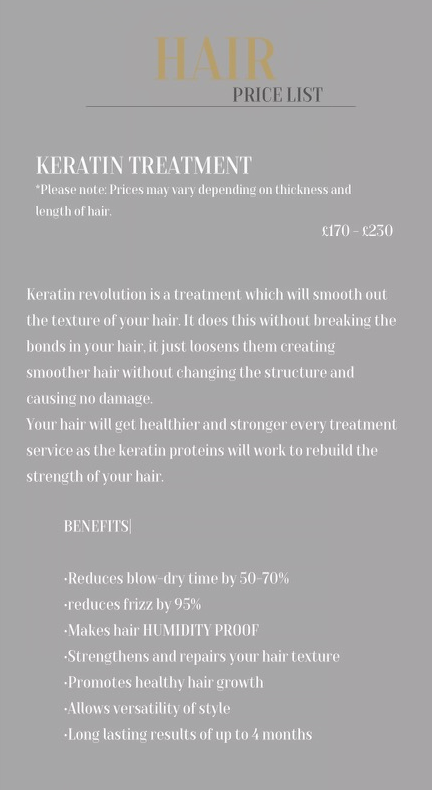 Keratin Treatment Price List